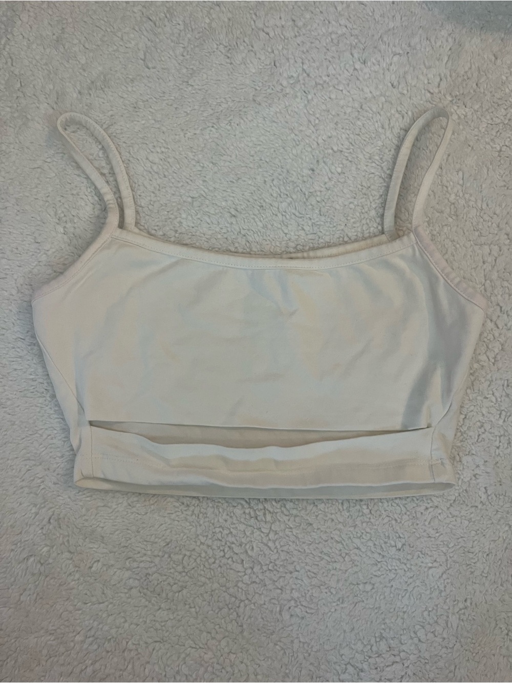 Adika Cream Spaghetti Strap Crop Tank Top